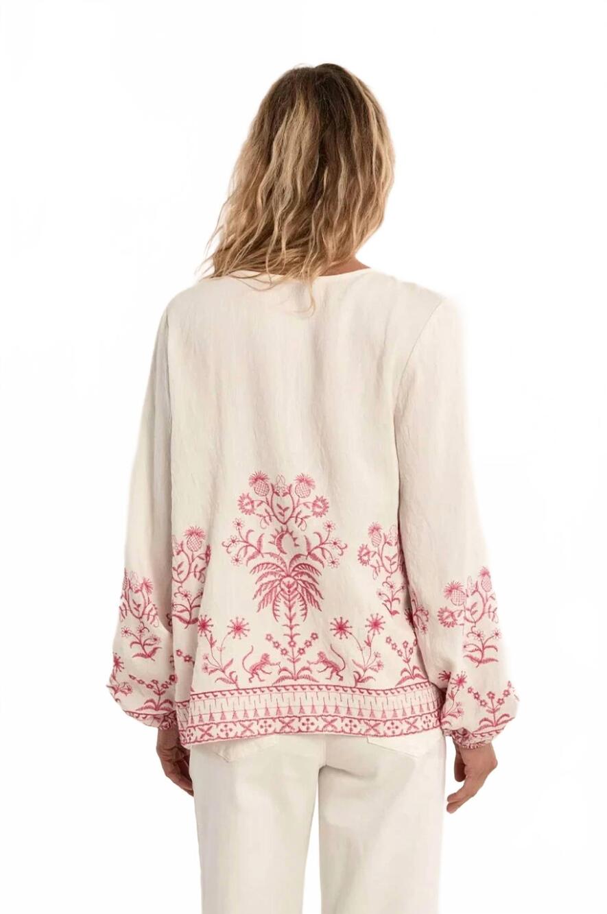 NEW MOLLY BRACKEN women's marbella bloom blouse in beige - Picture 3 of 5